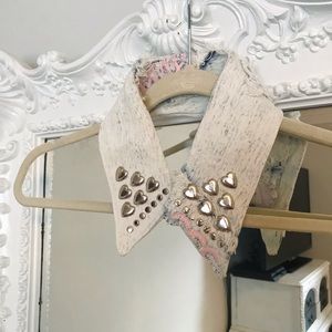 SALE VINTAGE Reconstructed Denim STUDDED Collar